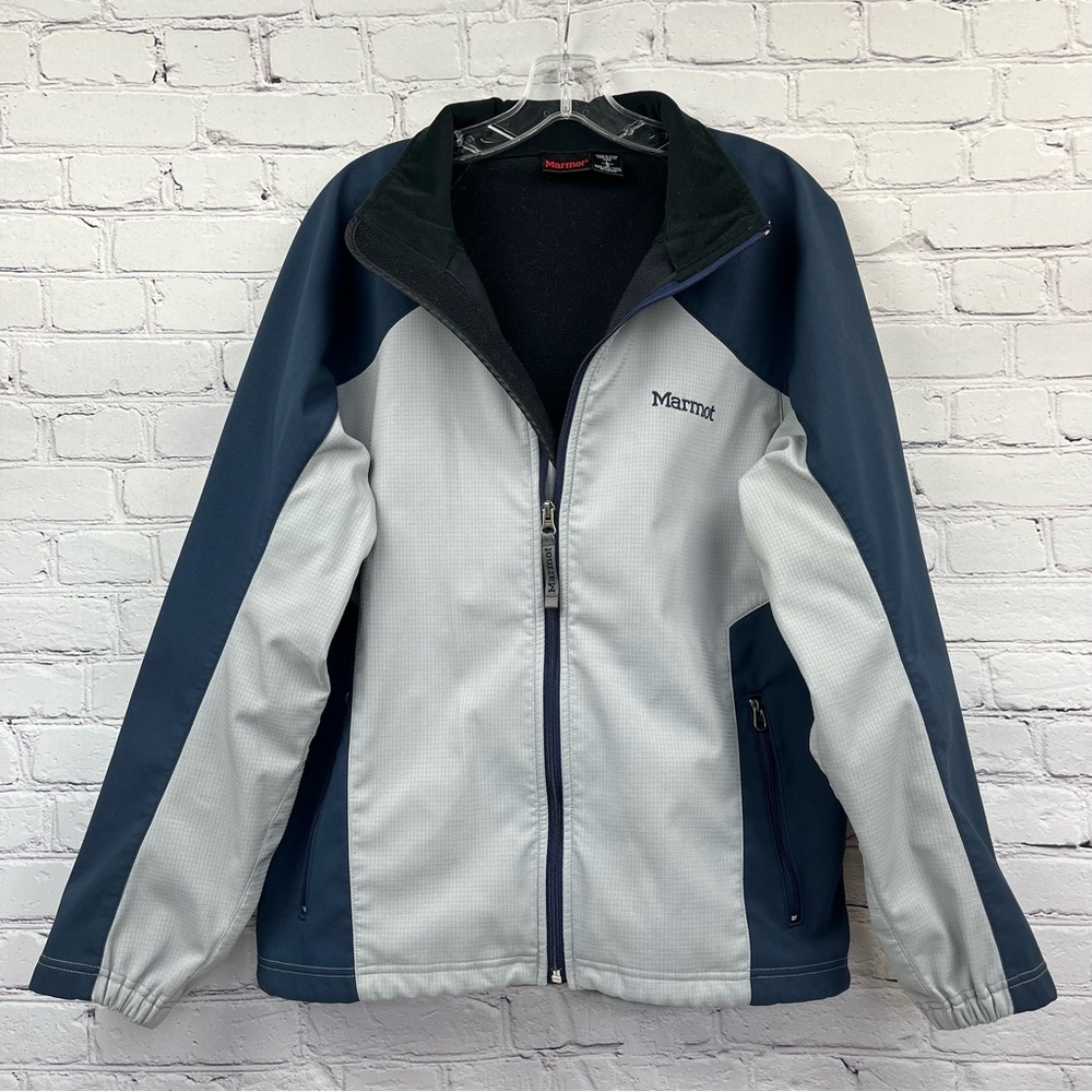 Marmot Windstopper Full Zip Shell Jacket Navy/Gray Colorblock Sz L